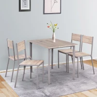 HOMCOM 5 Piece Dining Table Set for 4, Rectangular Kitchen Table and Chairs, Dining Room Set for Breakfast Nook, Small Space, Apartment, Dinette, Space Saving(m-7)