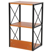 HomCom 3 Tier Wood X-Frame End Table - Black(m-9)