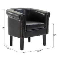 HomCom Faux Leather Traditional Club Armchair Smoking Chair - Dark Brown Black(m-4)