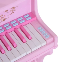 Qaba 37-Key Kids Princess Electronic Piano Toddler Toy Keyboard with Stool, MP3, Record, Light and Microphone for 3 years+, Pink(m-11)