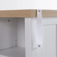 HOMCOM Fluted-Style Wooden Kitchen Island, Storage Cabinet with Drawer, Open Shelving, and Interior Shelving for Dining Room, White(m-19)