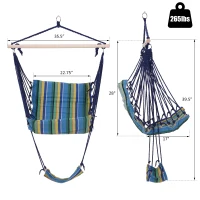 Outsunny Hanging Rope Hammock Swing Chair Seat - Blue / Yellow(m-3)