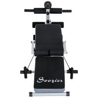 Soozier Steel Height Adjustable Multi-Position Abdominal Sit-Up Home Gym Bench with LCD Monitor and Resistance Bands(m-13)