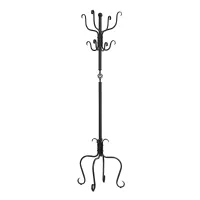 Monarch 74" Classic Accent 8-Hook Metal Coat Tree Hanger Rack - Hammered Black Finish(m-1)