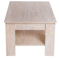 HomCom 43" Distressed Wood Rectangle Living Room Coffee Table with Lower Storage Shelf - Wood Grain(m-6)