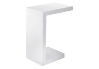 Monarch 24" Modern Hollow Core Wood Grain-Look Accent C-Shape Snack Side End Table - White Finish(m-1)