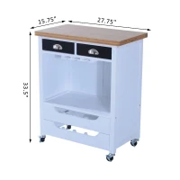 HomCom 34” Kitchen Island Rolling Cart With Wine Rack Drawers and 9 Glass Stemware Storage(m-4)