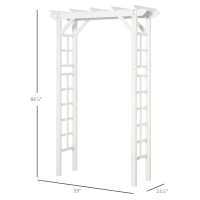 Outsunny 85" Wooden Garden Arbor for Wedding and Ceremony, Outdoor Garden Arch Trellis for Climbing Vines, Fir Wood, White(m-3)