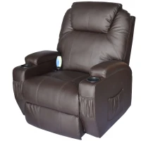 HomCom Faux Leather Heated Vibrating Recliner Chair with Remote - Dark Brown(m-1)