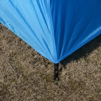 Outsunny 15' x 7.5' Taffeta/ Fiberglass 4-6 Person Lightweight Portable Outdoor Camping Tent with Carry Bag Spacious - Blue/White(m-10)