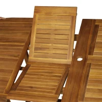 Outsunny Acacia Wood 9 Piece Extendable Oval Patio Dining Table Set(m-15)