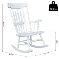 HomCom Wooden Baby Nursery Rocking Chair - White(m-3)