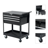 HomCom 4-Drawer Top Storage Rolling Tool Chest Cart - Black(m-5)