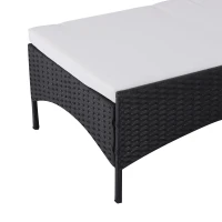 Outsunny 2 Piece Rattan Wicker Outdoor Loveseat with Sunshade Canopy and Nesting Ottoman Footrest - Black(m-12)