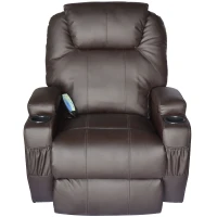 HomCom Faux Leather Heated Vibrating Recliner Chair with Remote - Dark Brown(m-2)