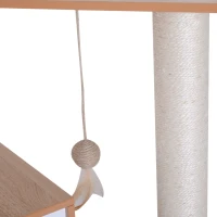 PawHut 40" Modern Cat Tree Multi-Level Scratching Post with 2 Cube Cave Enclosures - Oak Wood and White(m-8)