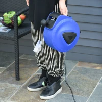 DURHAND 49ft Retractable Extension Cord Reel, Portable Power Cord with Triple Tap Connector Automatic Retract Ceiling Wall Mount Garage Garden, Blue(m-2)