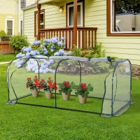 Outsunny 7' x 3' x 2.5' Mini Greenhouse, Portable Tunnel Green House with Roll-Up Zippered Doors, UV Waterproof Cover, Steel Frame, Clear(m-7)