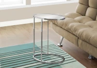 Monarch 25" Contemporary Oval Chrome Metal Base C-Shaped Side Accent Table - Mirrored Glass Top Finish(m-2)