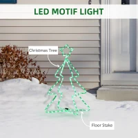 Outsunny 30" Outdoor LED Christmas Tree Rope Lights, LED Outdoor Christmas Decoration with Ground Stakes, Green(m-4)