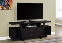 Monarch 60" Contemporary Wood Grain-Look Open Concept Shelf 2-Drawer Storage Console TV Stand - Cappuccino Brown Finish(m-2)
