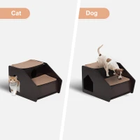 PawHut 2-Story Pet Mobility Safety Stairs with Ramp and Built-In House for Dogs and Cats  Wood(m-5)