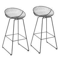 HOMCOM Modern Bar Stools Set of 2, Bar Height Barstools, 29.5" Seat Height Bar Chairs for Kitchen, Pub with Backrest and Footrest, Steel Frame, Black(m-1)