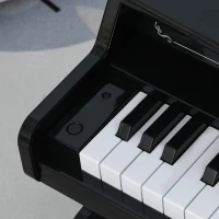 Qaba Kids Mini Piano Toy with 25 Keys Simulated Piano Sound, a Realistic Piano Look, &  Side Book Holder, Black(m-4)