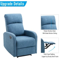 HomCom Linen Fabric Manual Recliner Lounger Chair  with Footrest - Blue(m-6)