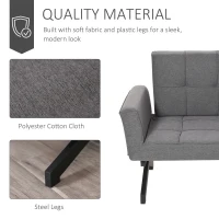 HOMCOM Convertible Accent Chair Single Sofa with Upholstered Fabric Cushion and Steel Legs for Compact Living Room, Grey(m-5)