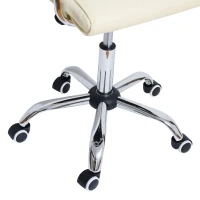 HOMCOM Modern PU Leather Midback Small Office Chair-Beige(m-8)