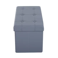 HomCom 30" Folding Tufted Storage Ottoman Bench - Gray(m-4)