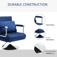 HOMCOM 3-IN-1 Sofa Chair Single Bed with 5-Position Adjustable Backrest and Seat Height, Thick Sponge Padding with Pillow, Blue(m-9)