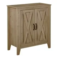 HOMCOM Rustic Farmhouse Sideboard, Accent Buffet Cabinet with Double Barn Doors and Fixed Shelf, Oak Finish(m-1)