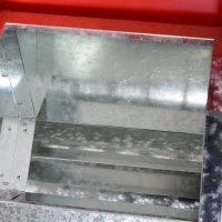 PawHut Rat Proof Auto Large Chicken Feeder Against any Other Animals Galvanized Steel Poultry Feeders Size for 10 Chickens Holds up to 10 L of Feeds Silver/Red(m-10)