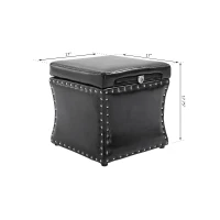HomCom 17” Cube Faux Leather Storage Ottoman Footrest With Decorative Pull Out Tray - Black(m-2)