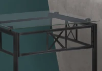 Monarch 24" Contemporary Tempered Glass Top Metal Frame C-Shaped Side Accent Table - Black Finish(m-3)