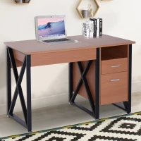 HomCom 50" Industrial Lift Top Standing Computer Desk with Storage - Black / Oak(m-2)