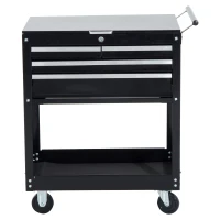HomCom 4-Drawer Top Storage Rolling Tool Chest Cart - Black(m-6)
