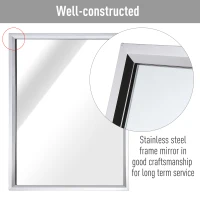 kleankin 24” L x 32” W Framed Wall Mounted Bathroom Vanity Mirror - Silver(m-7)