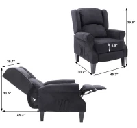 Open Box HomCom Personal Heated Vibrating Faux Suede Massage Recliner Chair - Black(m-3)