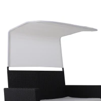 Outsunny 2 Piece Rattan Wicker Outdoor Loveseat with Sunshade Canopy and Nesting Ottoman Footrest - Black(m-9)