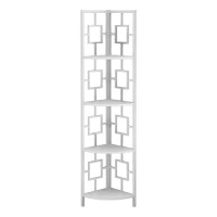 Monarch 62" H Transitional Decorative 4-Tier Corner Etagere Bookcase - White / White Metal(m-1)