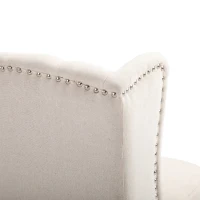 HOMCOM Counter Height Bar Stools Set of 2, Upholstered 26.75" Seat Height Barstools, Breakfast Chairs with Nailhead-Trim & Tufted Back, Wood Legs, Beige(m-13)