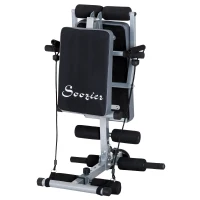 Soozier Steel Height Adjustable Multi-Position Abdominal Sit-Up Home Gym Bench with LCD Monitor and Resistance Bands(m-14)