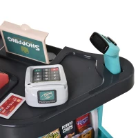 Qaba Kids Supermarket with Shopping Cart Play Set Toys with Working Scanner & Credit Card Reader for 3 to 6 Years - Green(m-13)