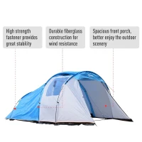 Outsunny 2-4 Person Waterproof Folding Family Camping Tent Outdoor Hiking Sleeping Dome Shelter w/ Front Porch(m-5)