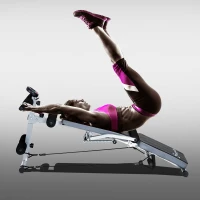 Soozier Steel Height Adjustable Multi-Position Abdominal Sit-Up Home Gym Bench with LCD Monitor and Resistance Bands(m-3)