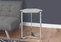 Monarch 24" Contemporary Hexagon-Shape Top Chrome Metal Base Side Accent End Table - Grey Cement-Look Finish(m-2)