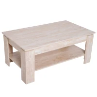 HomCom 43" Distressed Wood Rectangle Living Room Coffee Table with Lower Storage Shelf - Wood Grain(m-1)